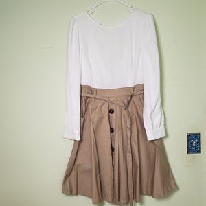 Tan and white dress with buttons 38